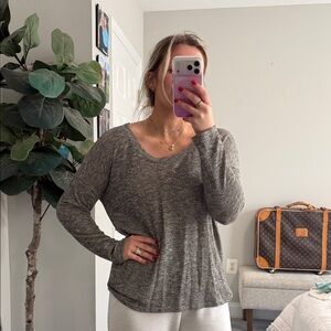 Elegant gold Sparkly Heather Gray Long Sleeve Women's Top